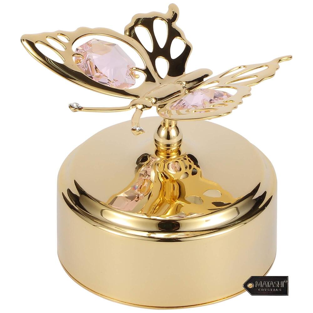 6716 Christmas Music Box – 24K Gold Plated Butterfly Figurine
